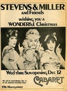 a 1973 BAR ad for Cabaret's holiday shows